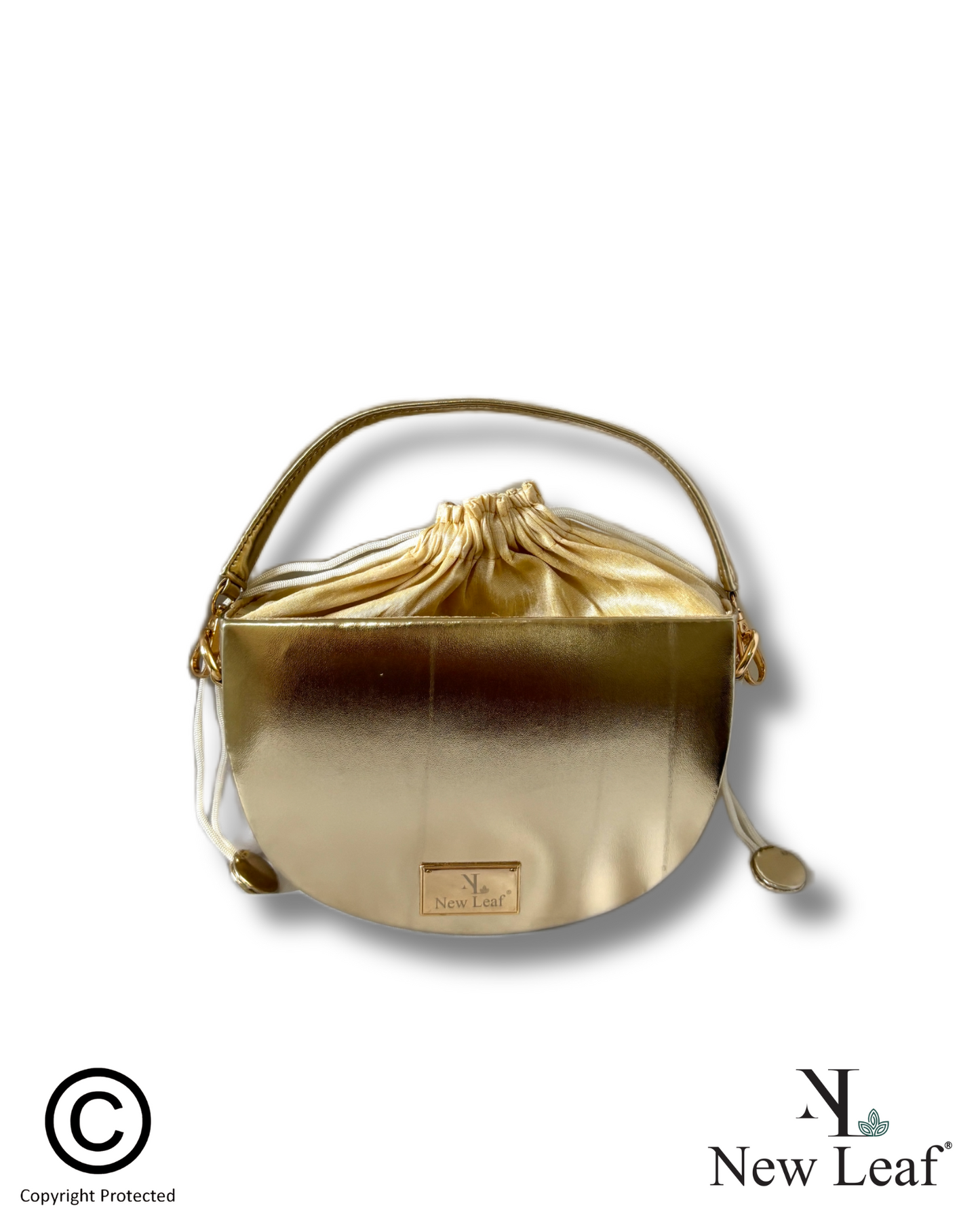 Green Festive Charm Semi Circle Lippan Art Handcrafted Potli Bag with Sling