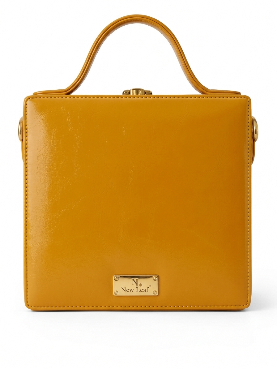 New Leaf Yellow Square Box Bag Sling – Plain Handcrafted Bag