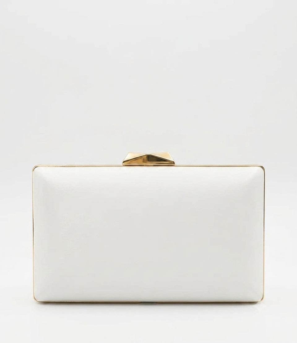 White Rectangle Clutch Sling – Plain Handcrafted Bag