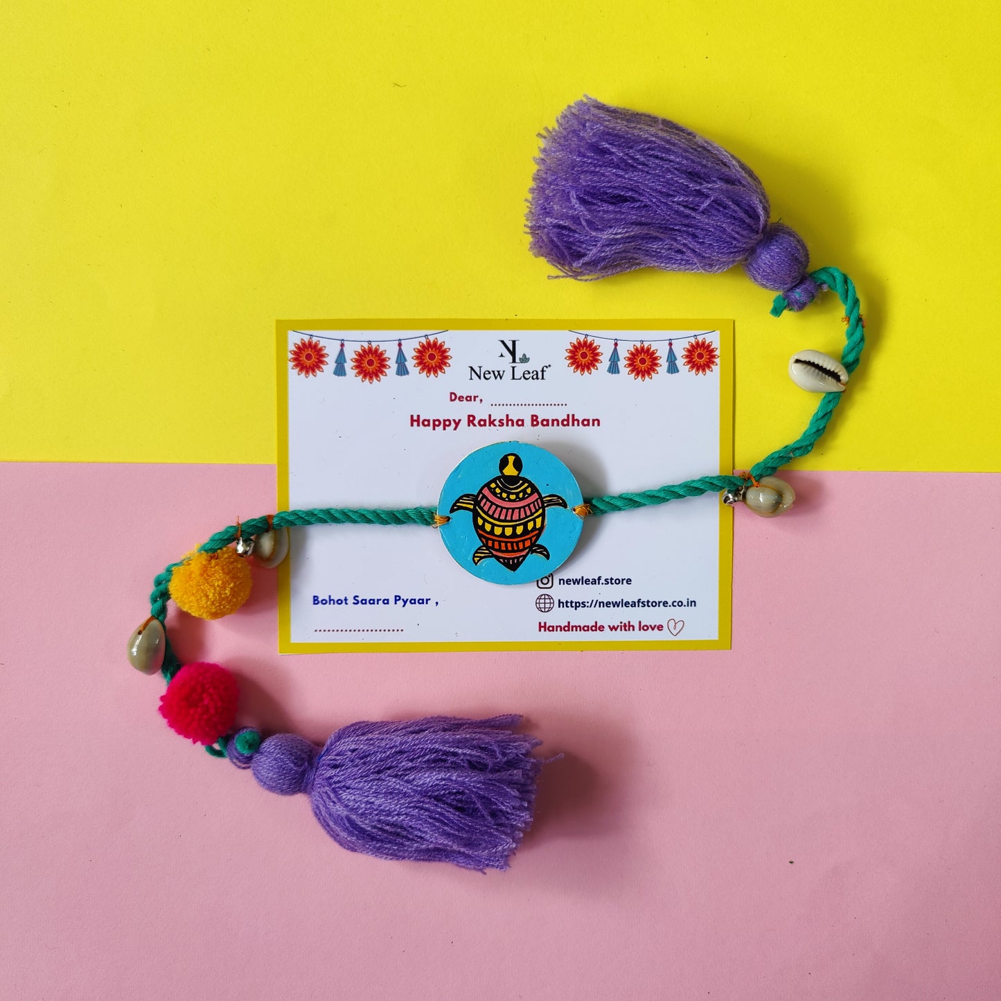 Tortoise Handpainted Set of Raki & Lumba Rakhi