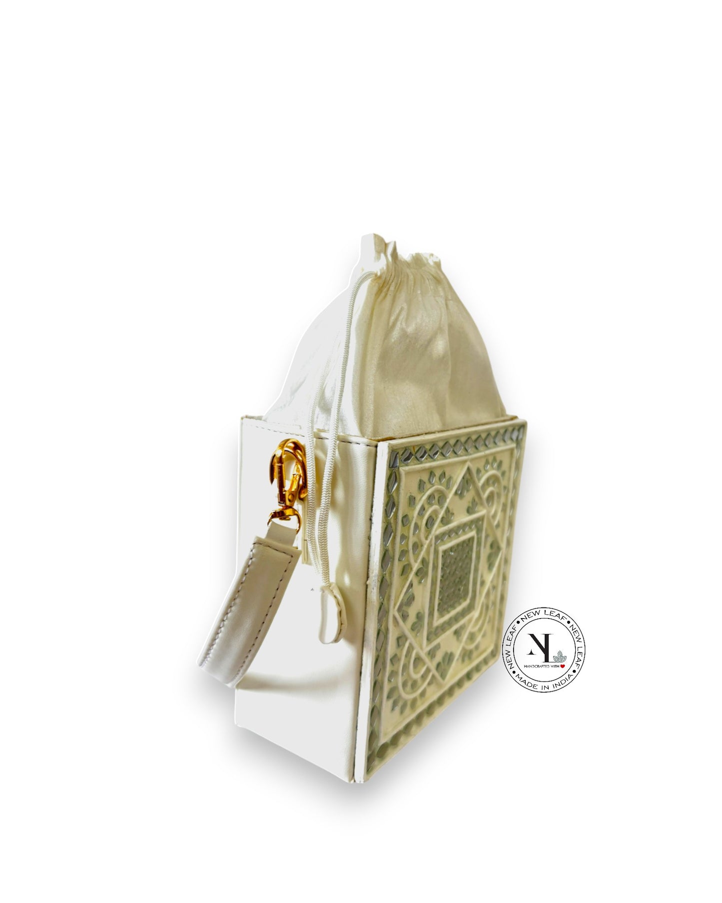 Classic White Lippan Art Medium Potli Sling