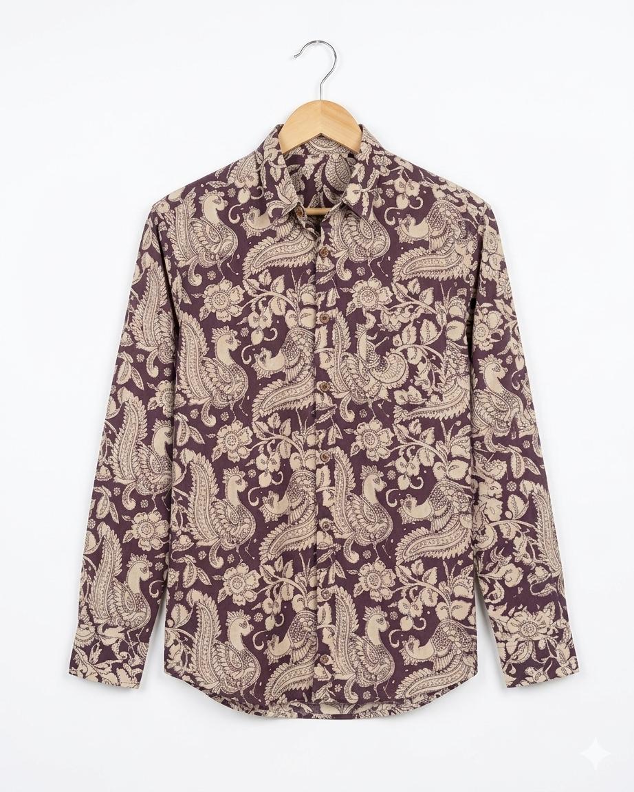 Purple Peacock Full Sleeves Unisex Shirt
