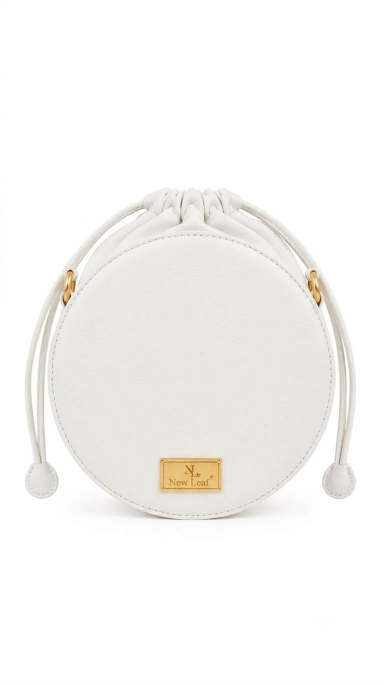 New Leaf White Circle Potli Sling – Plain Handcrafted Bag