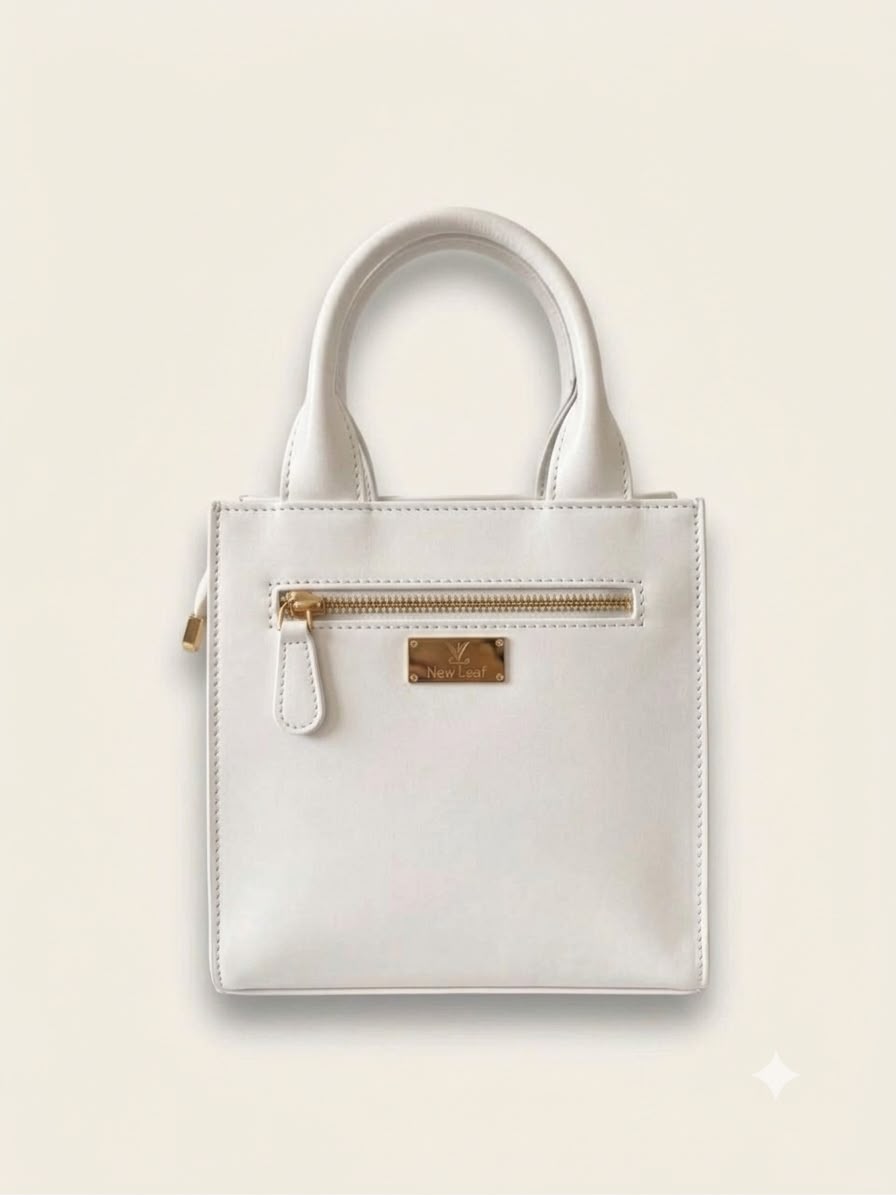 New Leaf White Handbag / Sling – Plain Handcrafted Bag
