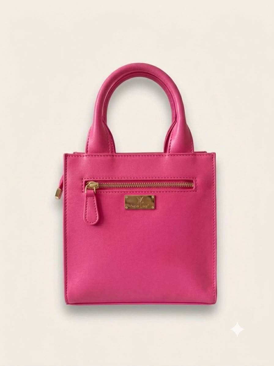 New Leaf Pink Handbag / Sling – Plain Handcrafted Bag