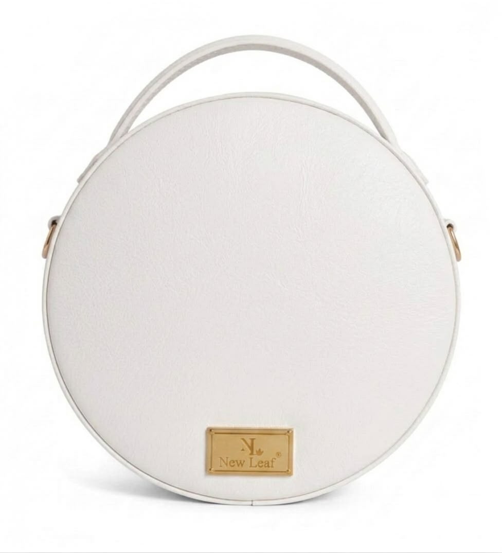 New Leaf White Circle Handbag / Sling – Plain Handcrafted Bag