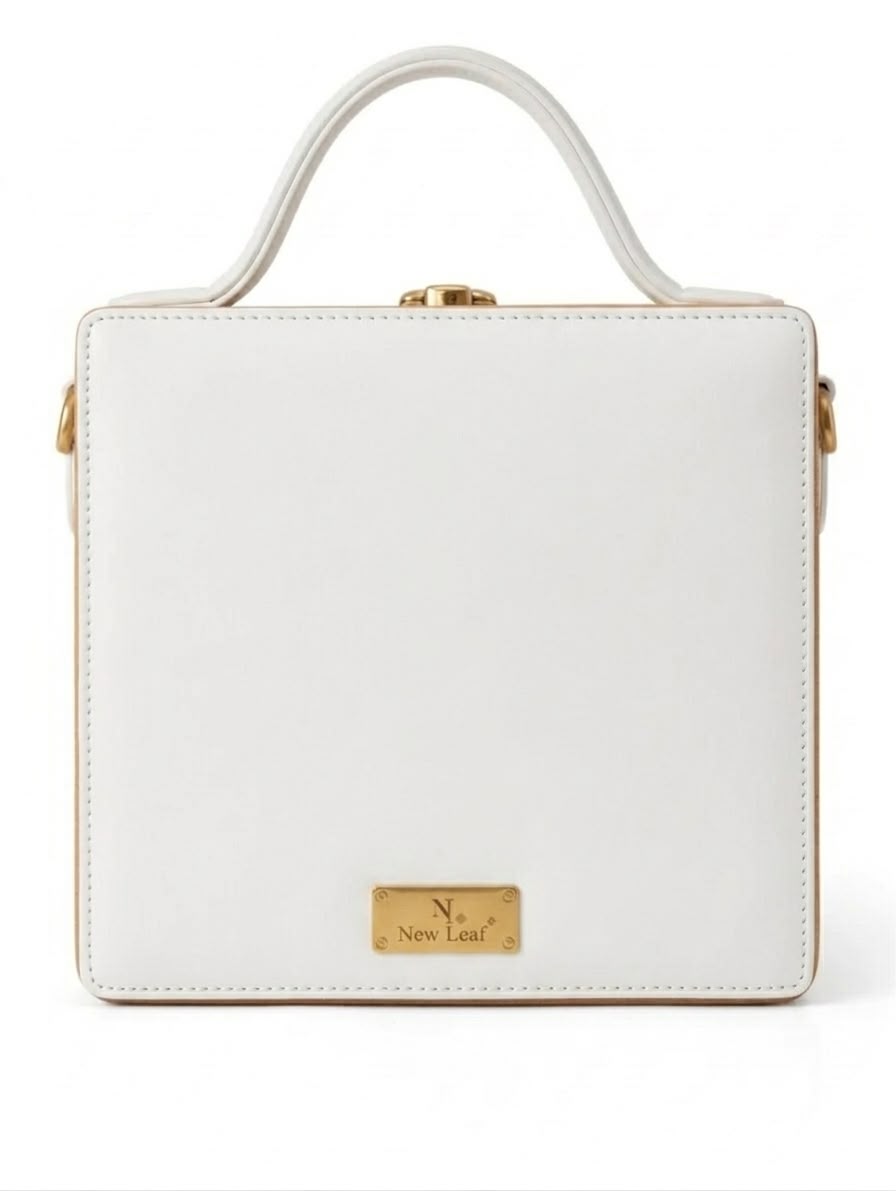New Leaf White Square Box Bag Sling – Plain Handcrafted Bag