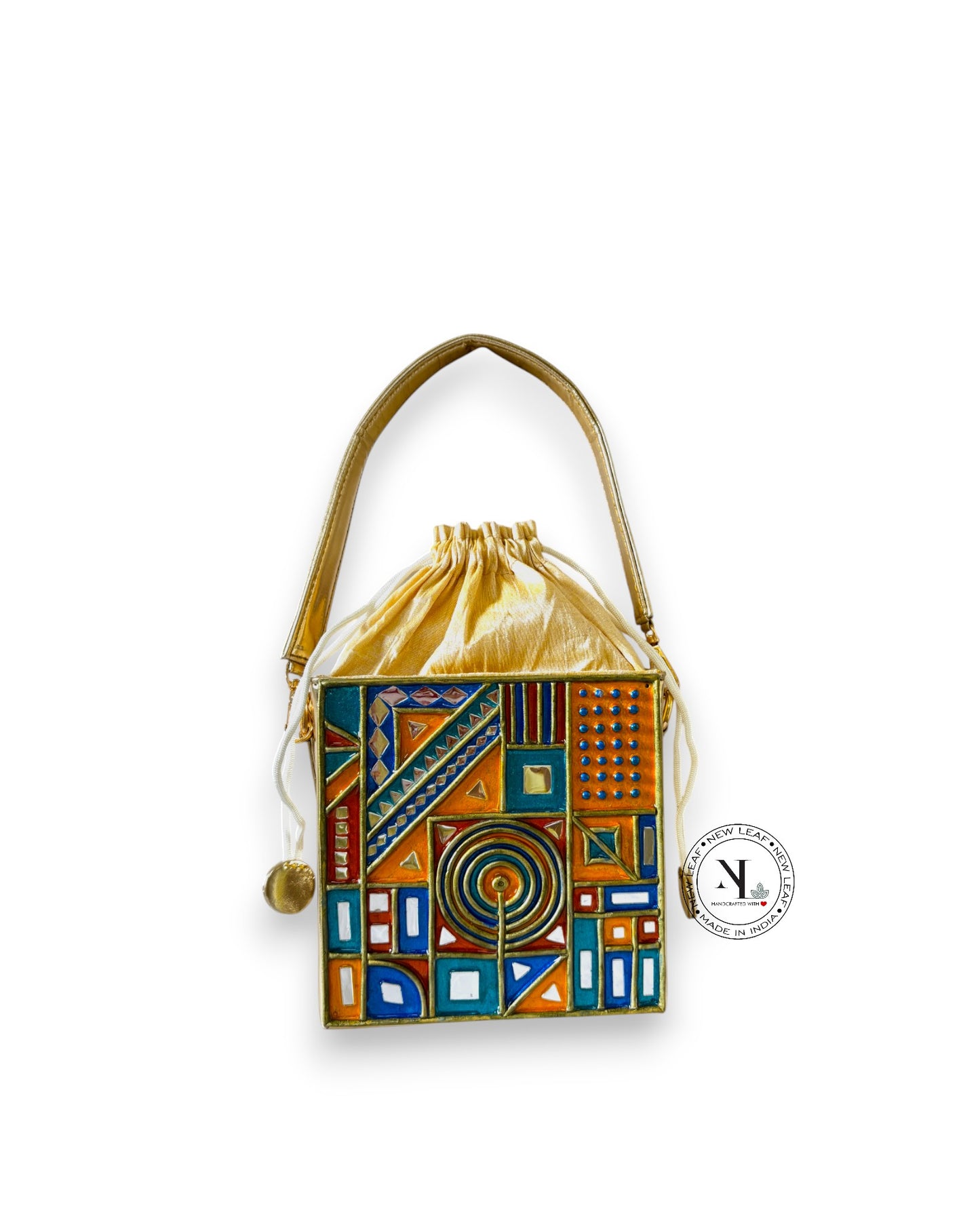 Festive Gold Lippan Art Medium Potli Sling