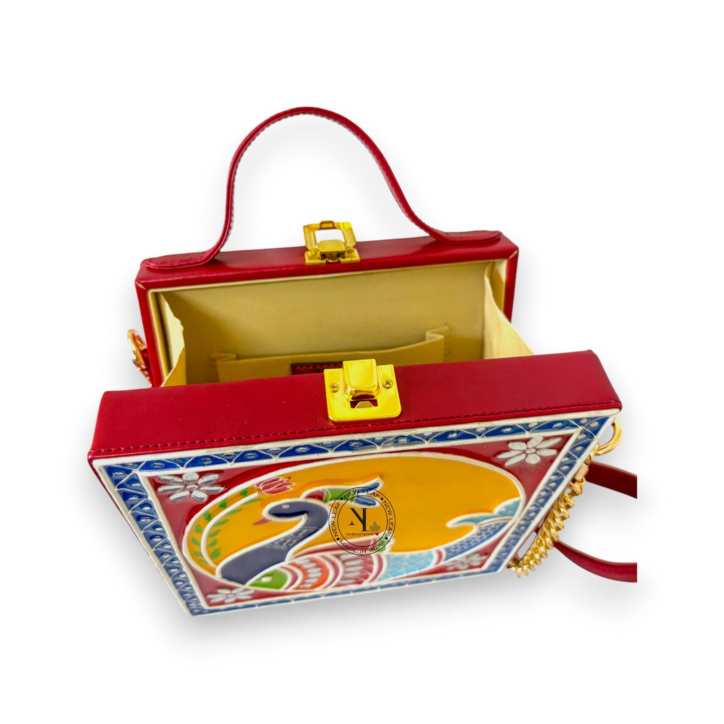 Pink Peacock Lippan Art Handcrafted Box Bag