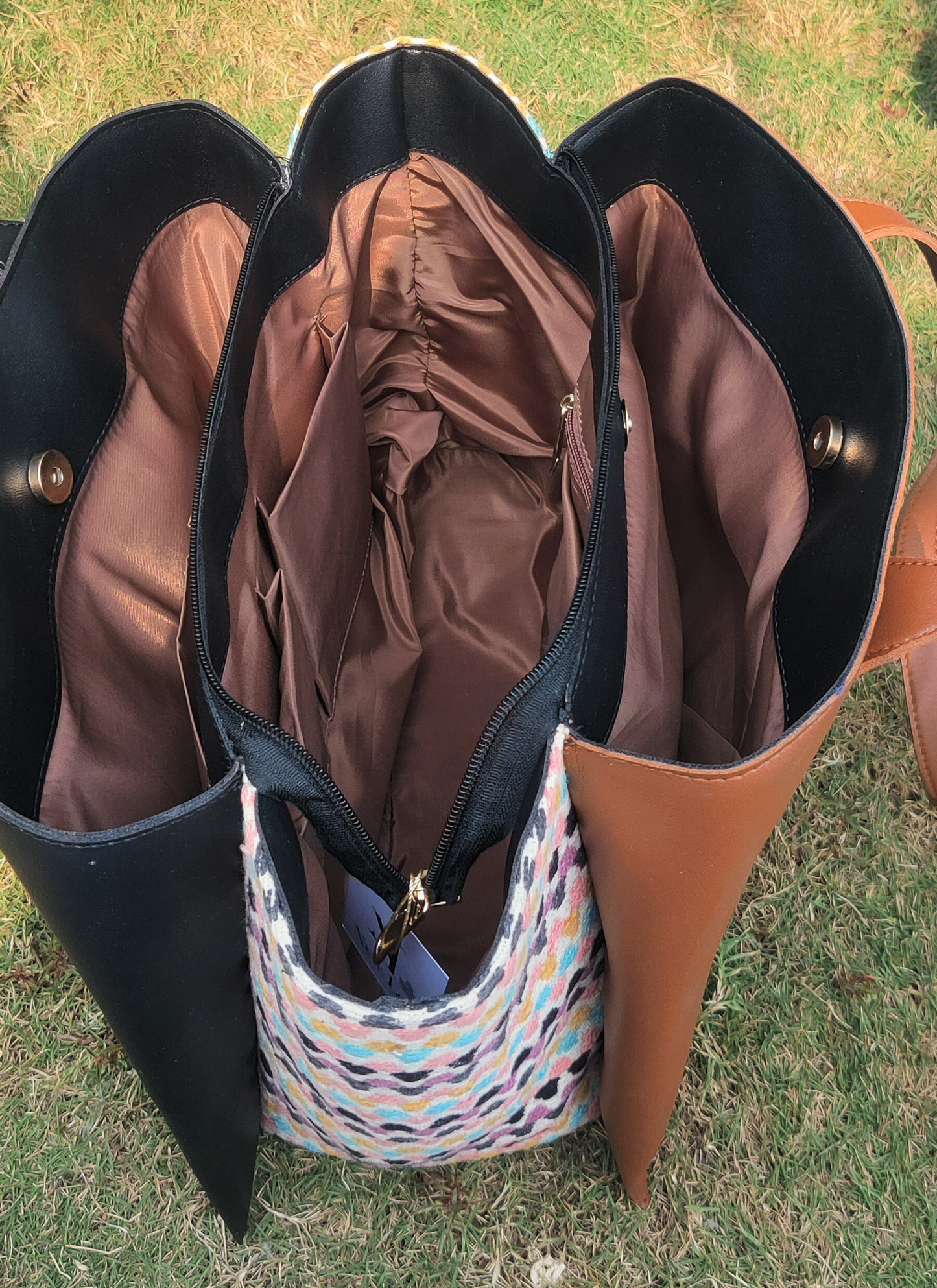 That Boho Bag- Dual Colour Tone Bag- Black and Tan