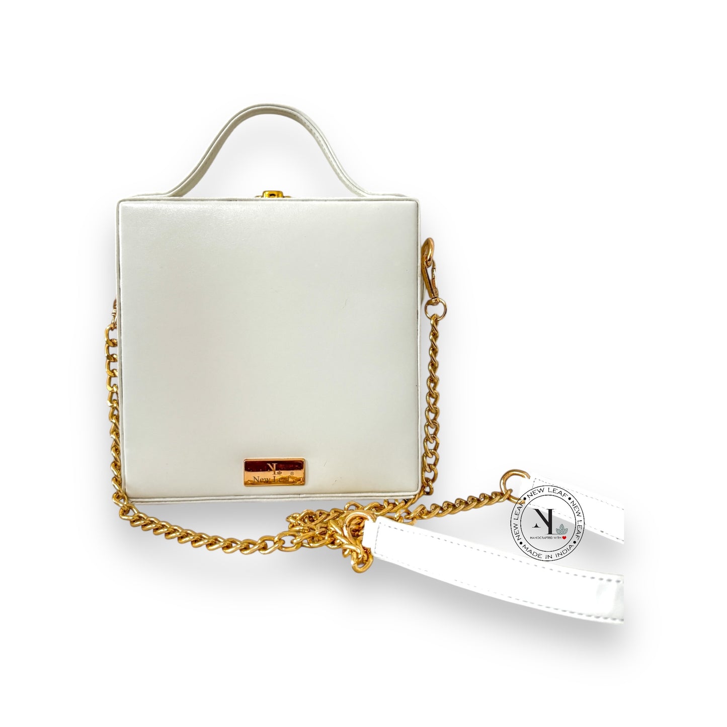 White Lippan Art Handcrafted Box Bag