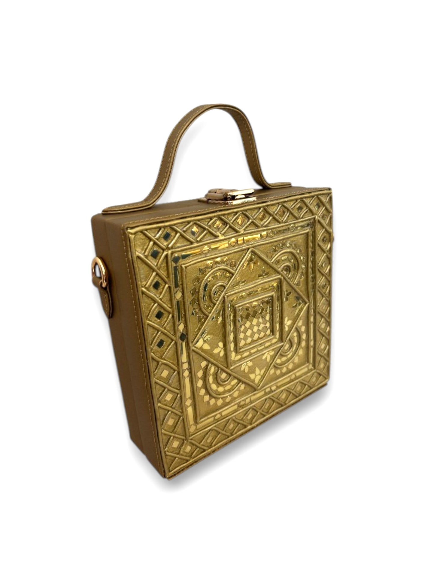 Maharani Square Lippan Art Handcrafted Box Bag