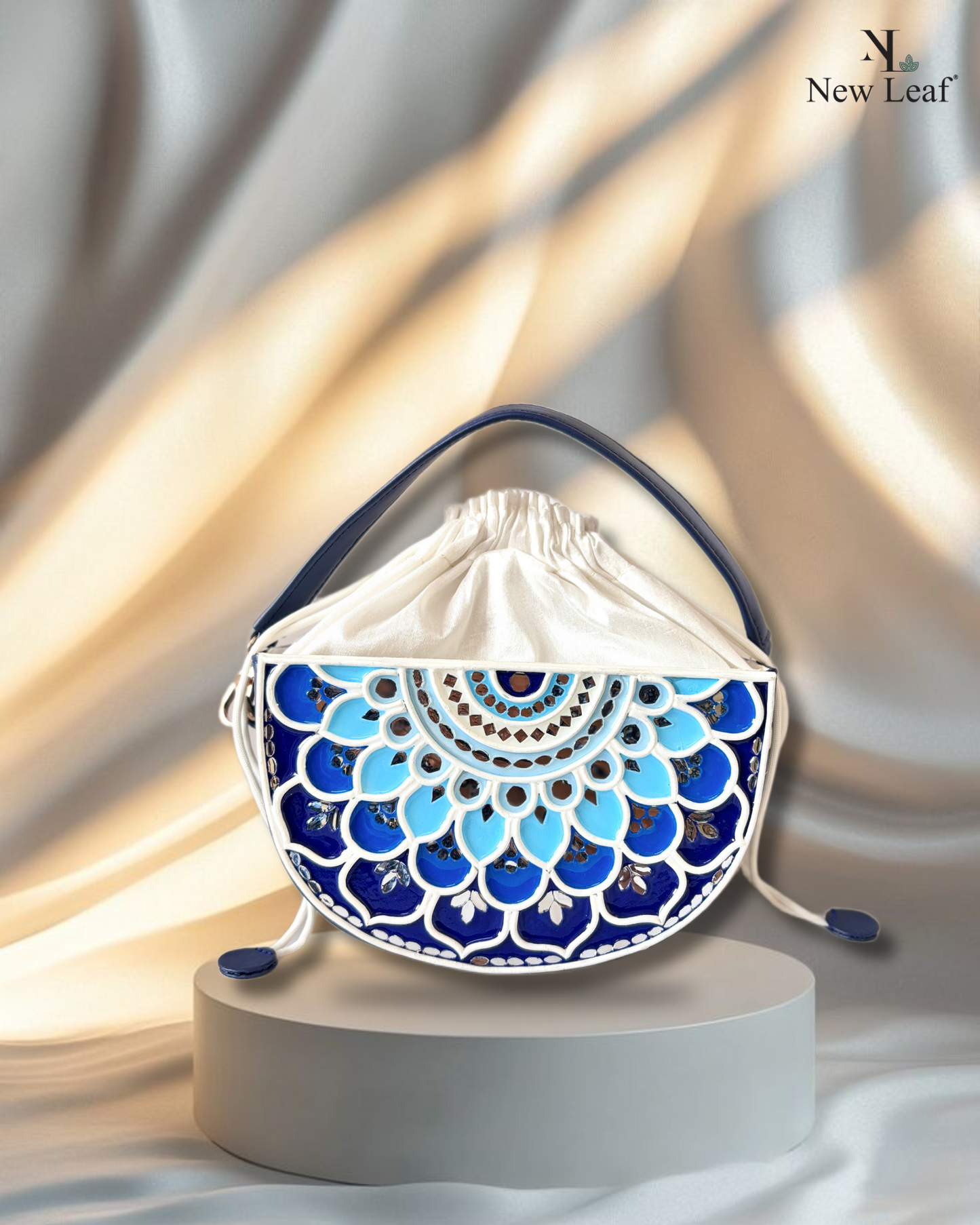 Blue Horizon Semi Circle Lippan Art Potli Sling