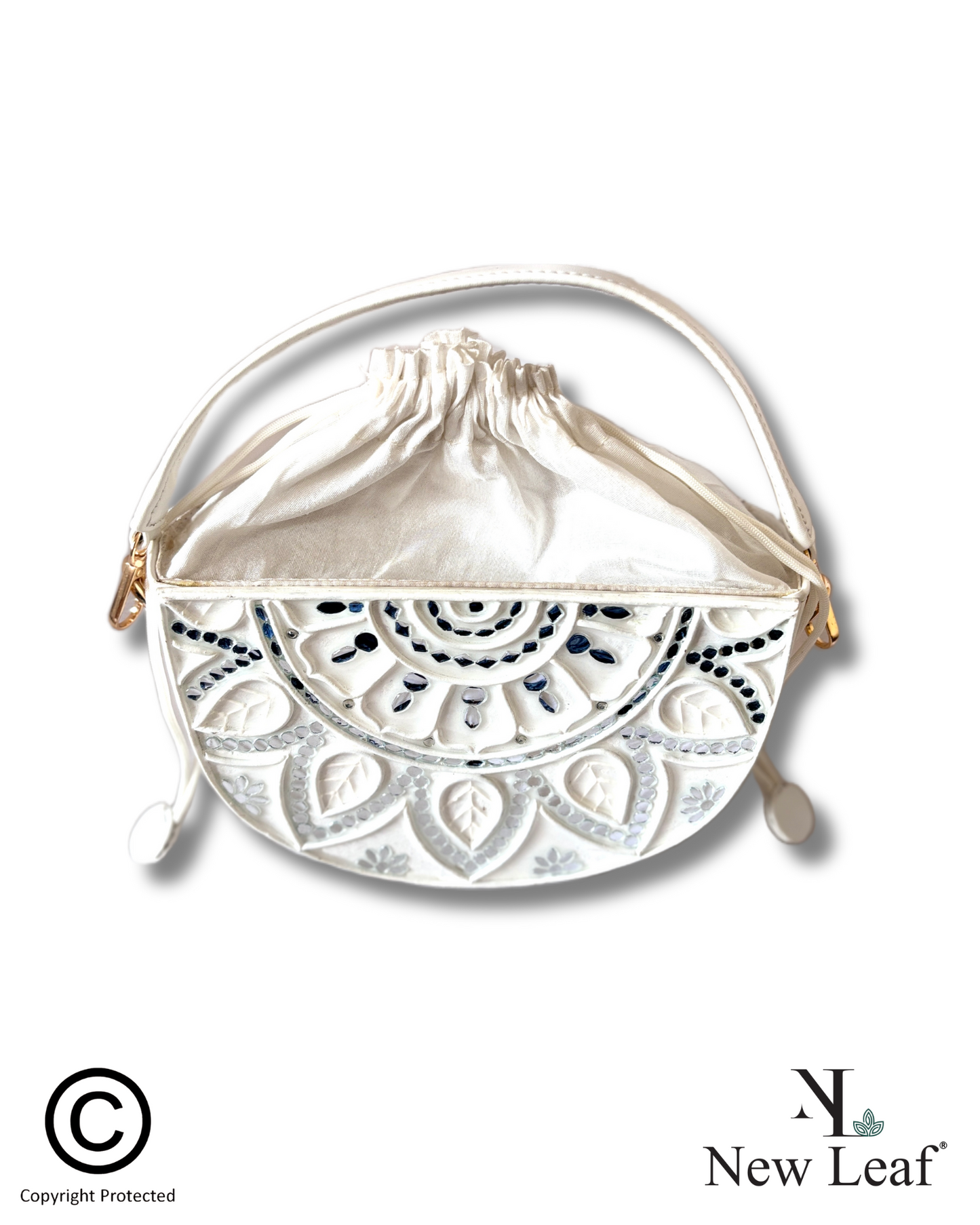 Blue Horizon Semi Circle Lippan Art Potli Sling