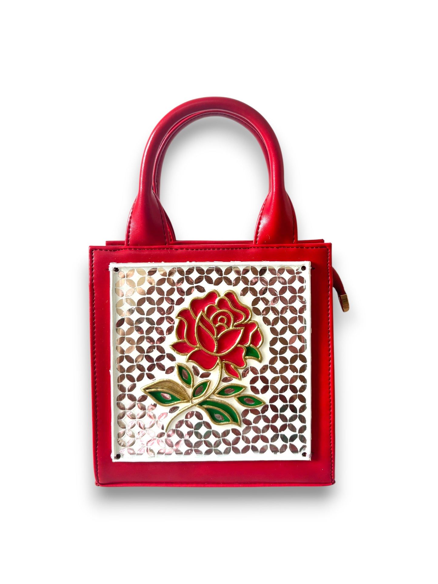 Rose Handcrafted Lippan Art Handbag/ Sling