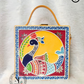 Peacock Lippan Art Handcrafted Square Box Bag