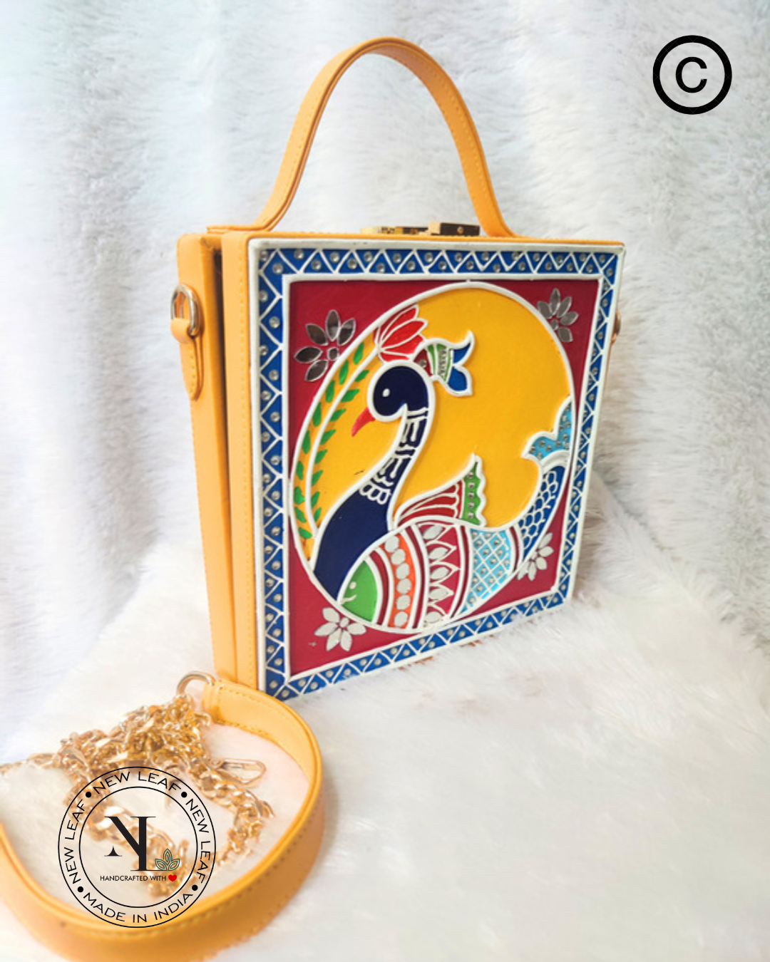 Peacock Lippan Art Handcrafted Box Bag