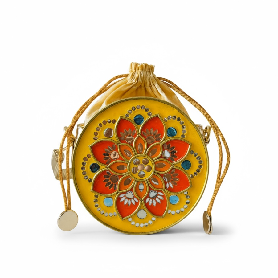 Festive Lippan Art Medium Potli Sling