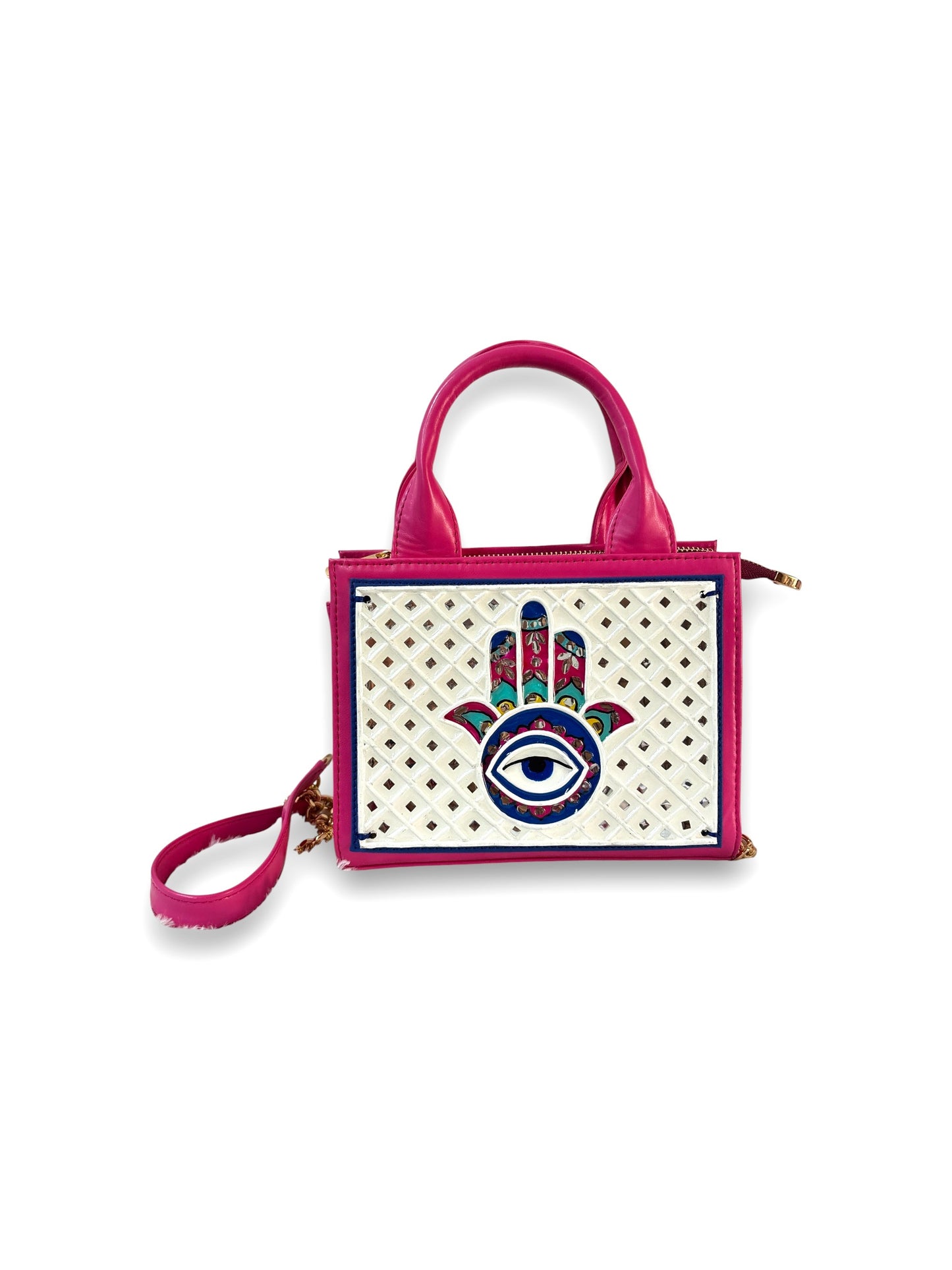 Hamsa Handcrafted Lippan Art Handbag /Sling