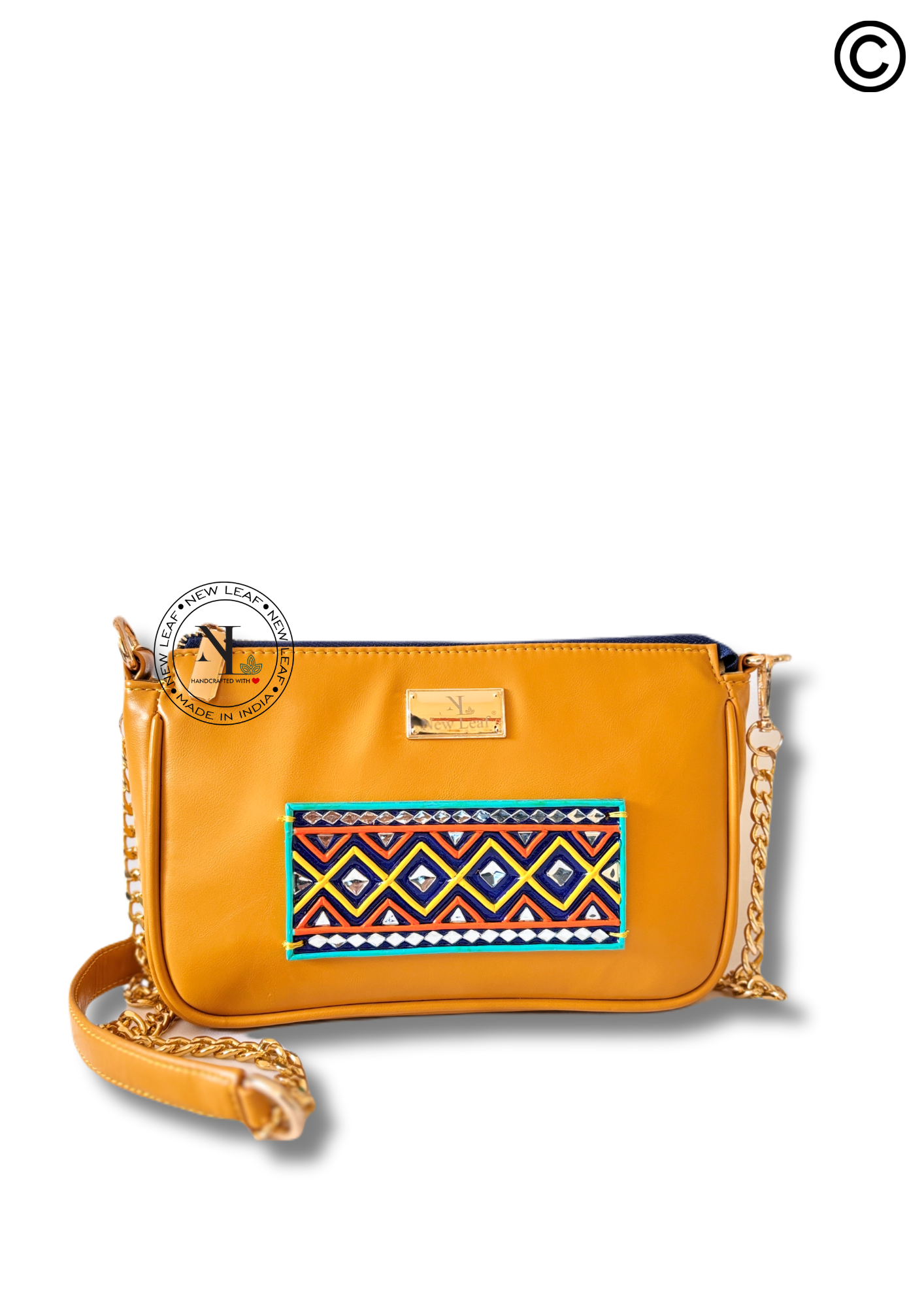 Boho Soul Lippan Art Handcrafted Baguette Bag/Sling