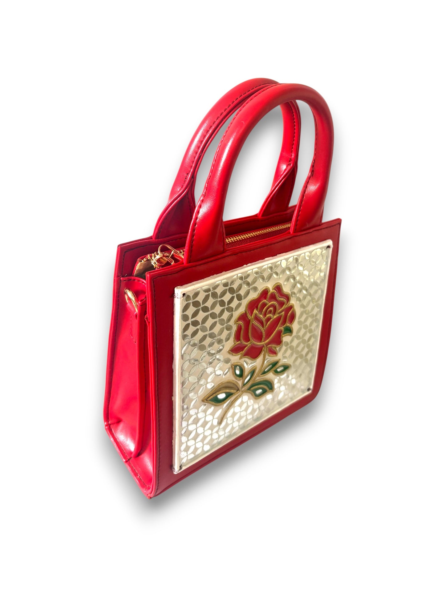 Rose Handcrafted Lippan Art Handbag/ Sling