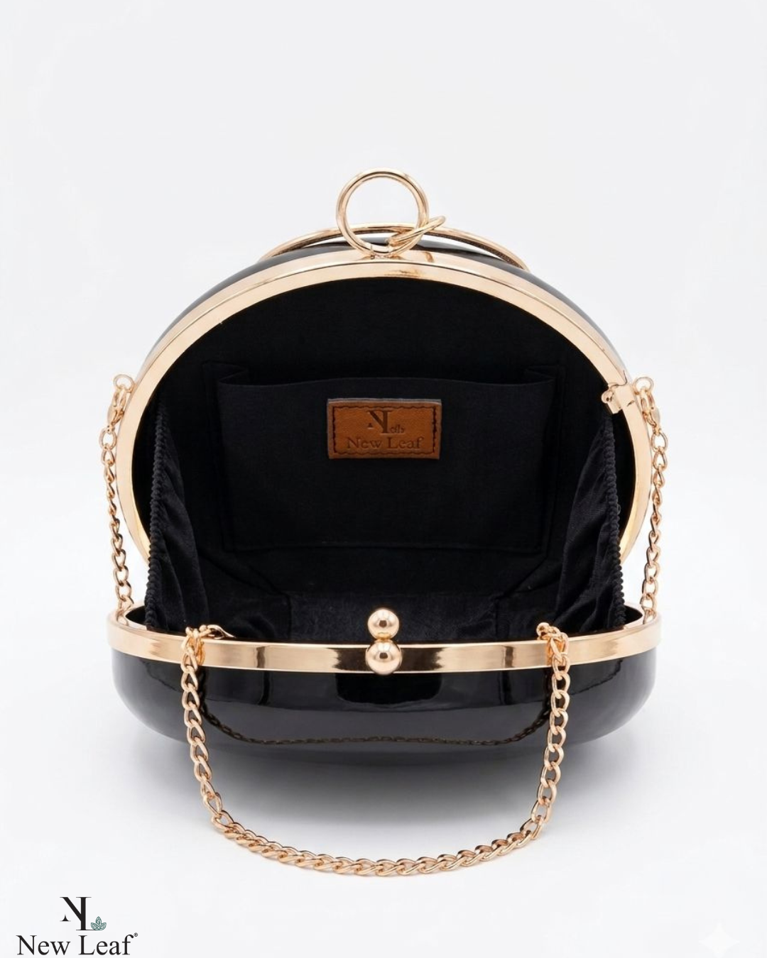 New Leaf Black Circle Clutch Sling – Plain Handcrafted Bag