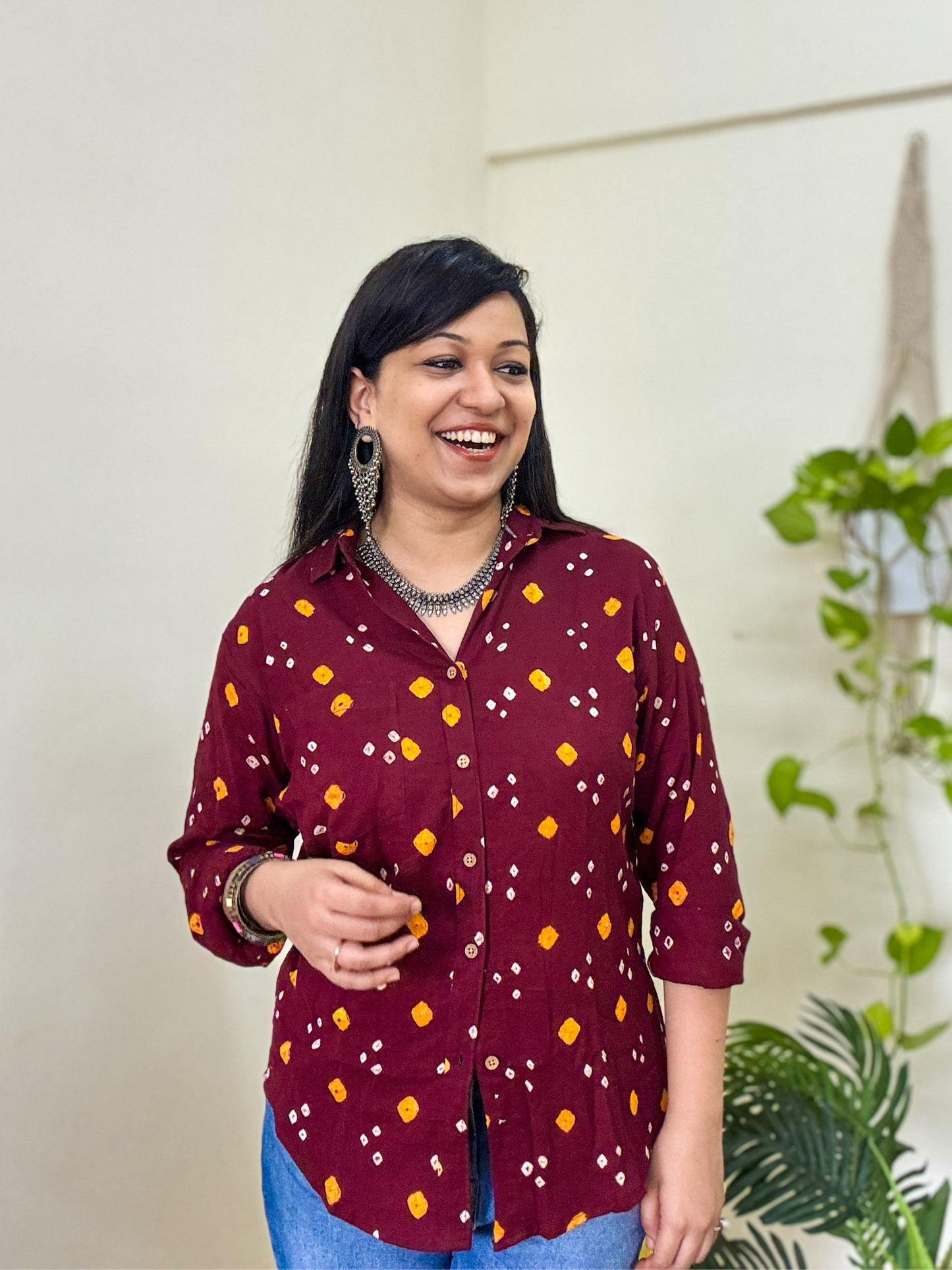 Mitti Rang Handcrafted Pure Bandhani Unisex Shirt