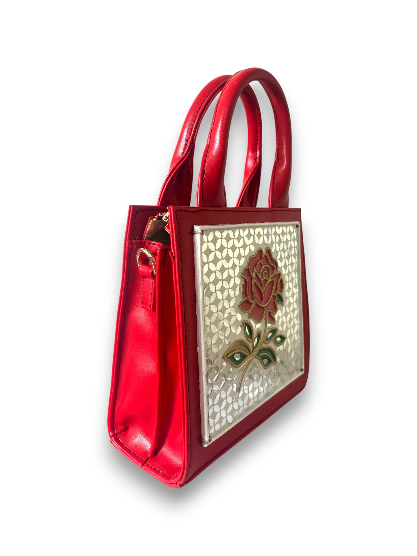 Rose Handcrafted Lippan Art Handbag/ Sling