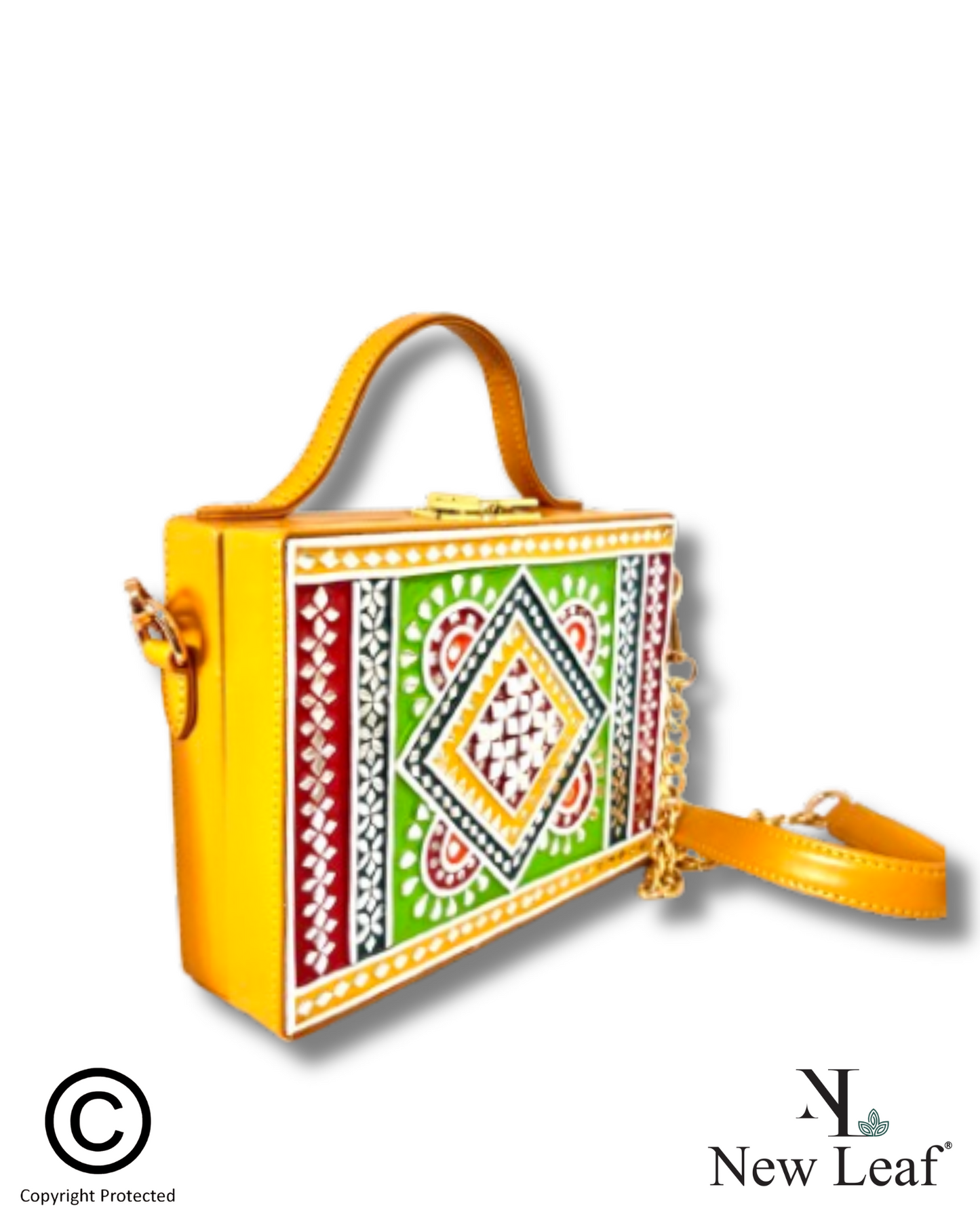 Mandala Lippan Art Box Sling Bag | Handcrafted Mirror Work Sling