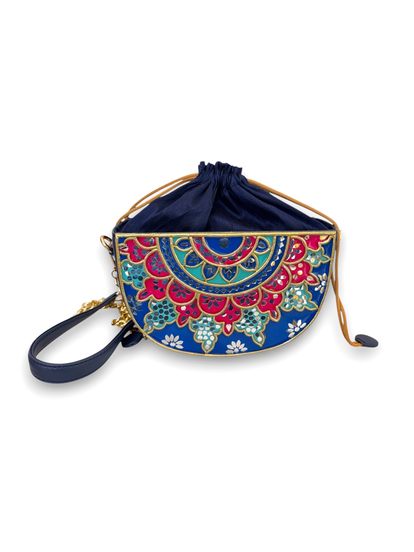 Midnight Mehfil Semi Circle Lippan Art Potli Sling