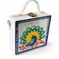 Peacock Charm Square Box Lippan Art Bag