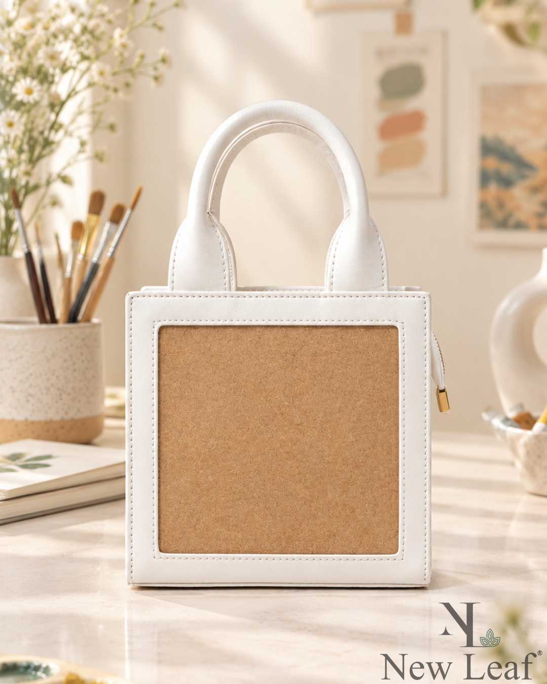 New Leaf White Handbag / Sling – Plain Handcrafted Bag