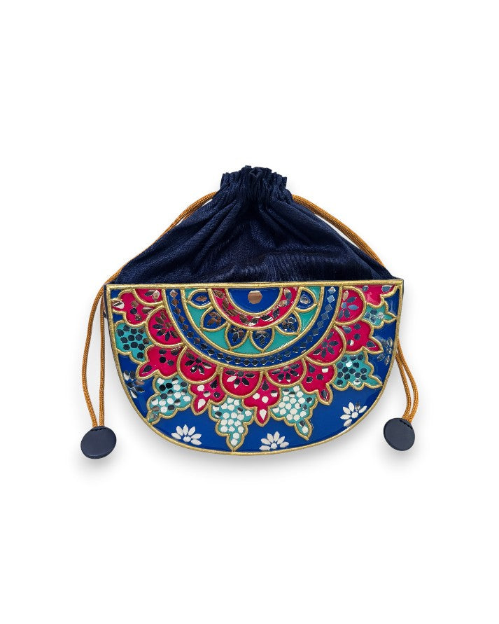 Midnight Mehfil Semi Circle Lippan Art Potli Sling