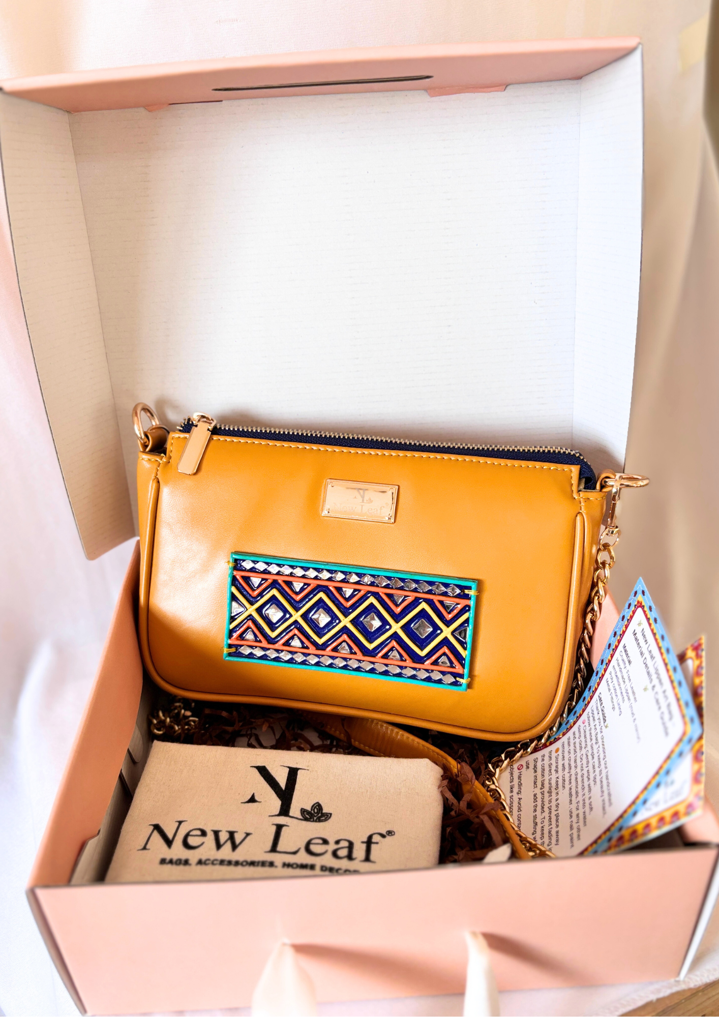 Boho Soul Lippan Art Handcrafted Baguette Bag/Sling