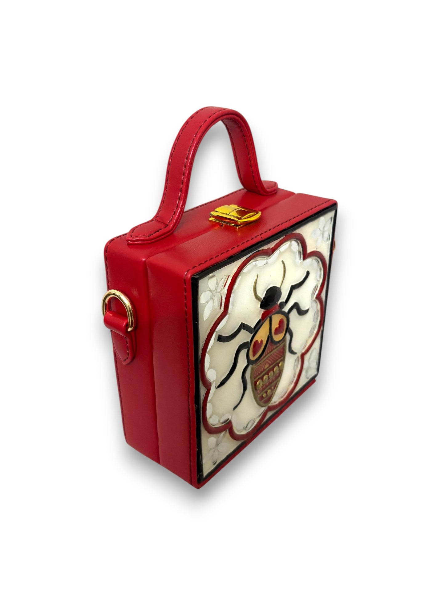 Mini Lady Bird Lippan Art Handcrafted Square Box Bag