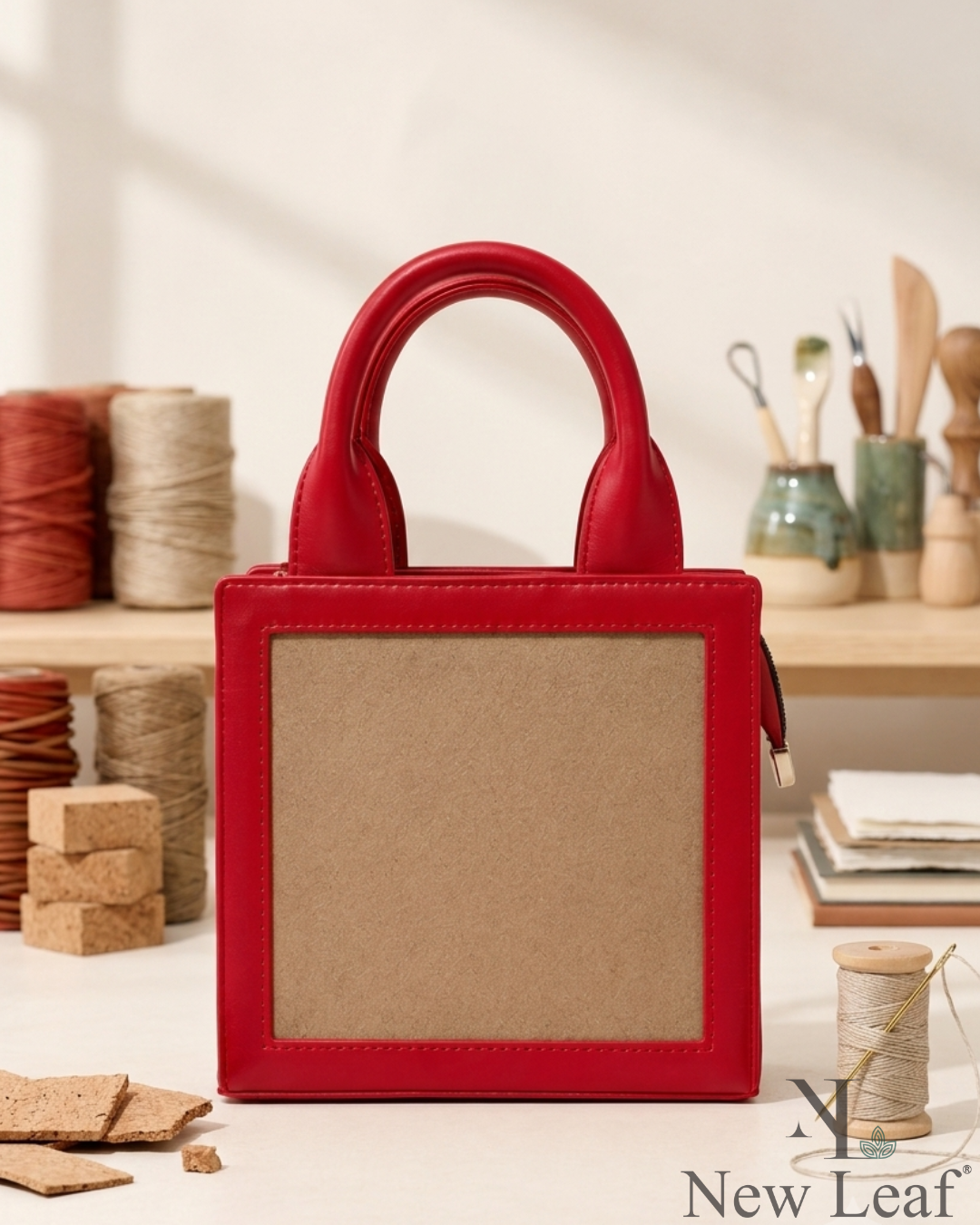 New Leaf Red Handbag / Sling – Plain Handcrafted Bag