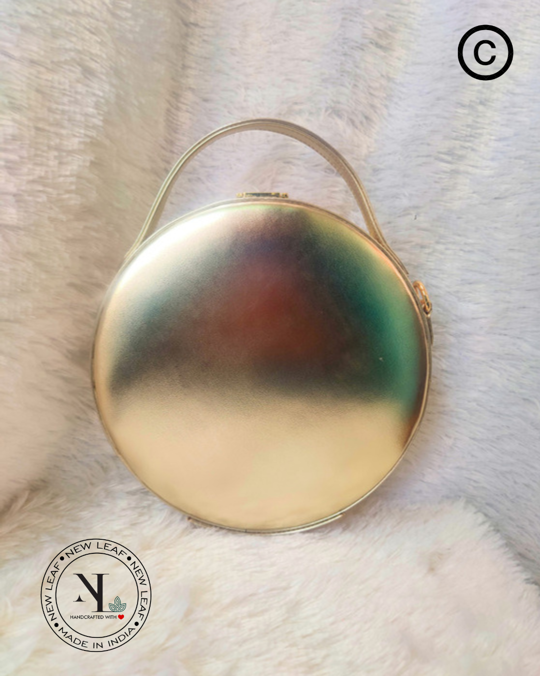 Shreenath Ji Lippan Art Handcrafted Circle Box Bag