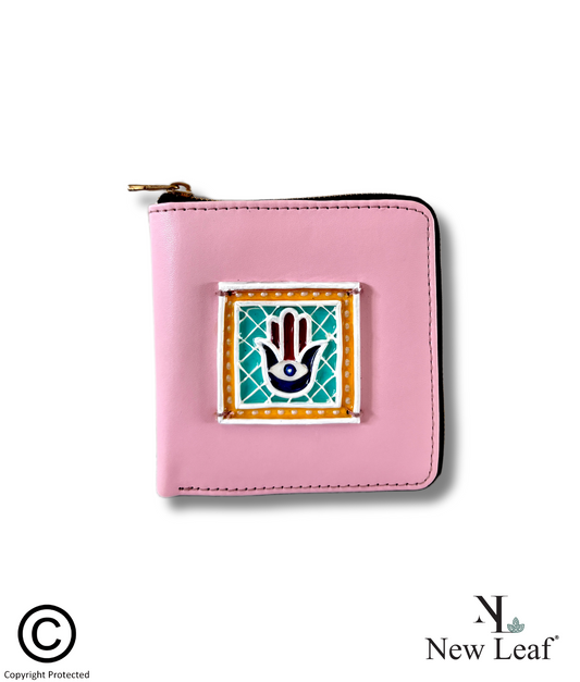 Pink Hamsa Lippan Art Mini Wallet