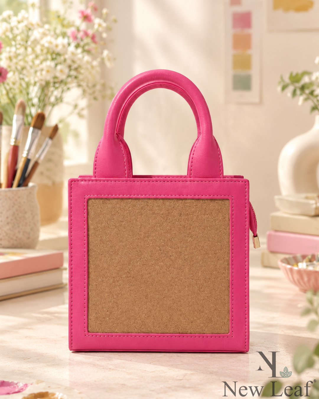 New Leaf Pink Handbag / Sling – Plain Handcrafted Bag