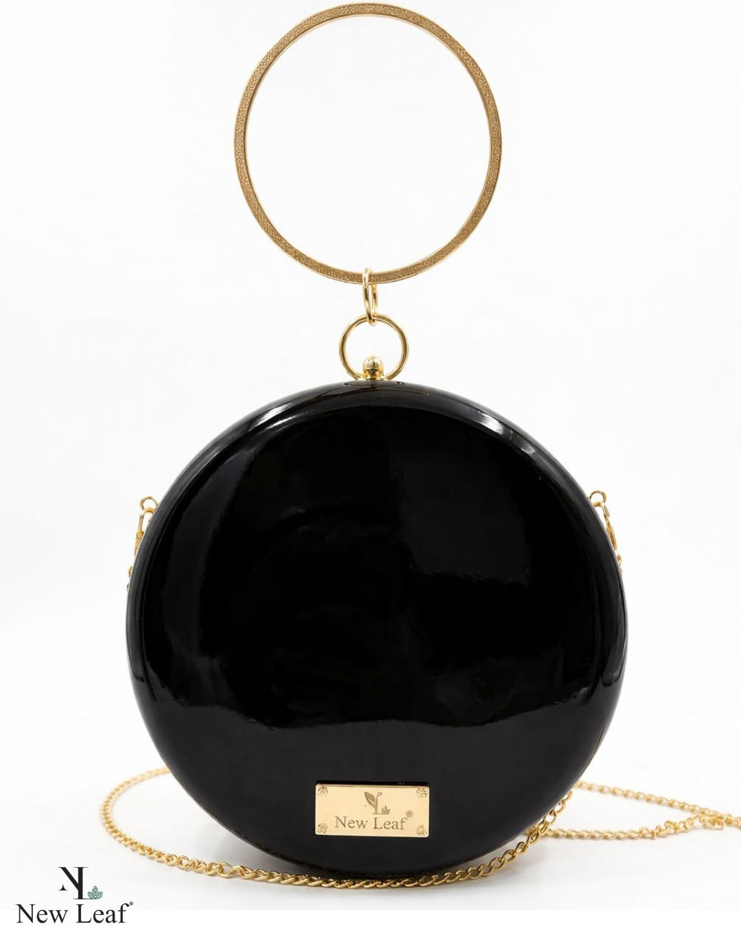 New Leaf Black Circle Clutch Sling – Plain Handcrafted Bag