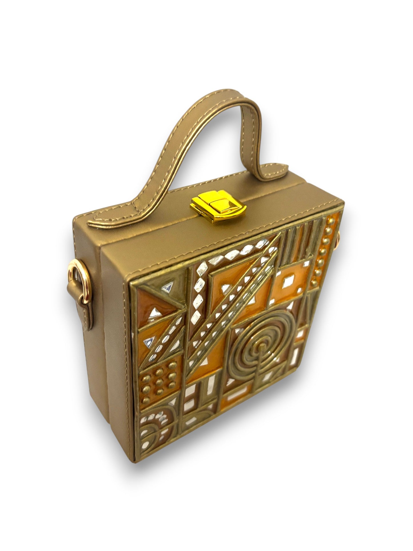 Mini Party Lippan Art Handcrafted Square Box Bag