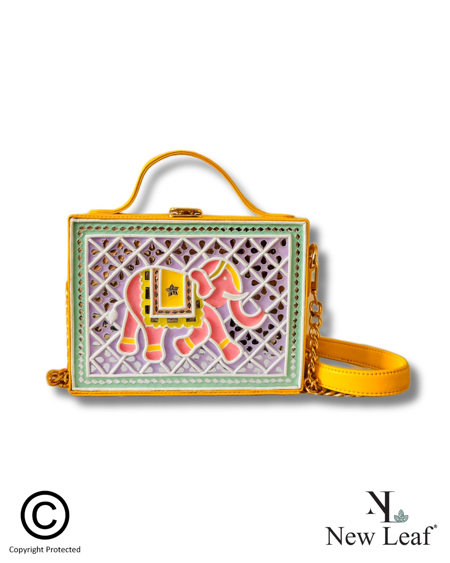 Pastel Elephant Box Lippan Art Handcrafted Sling