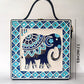Elephant Lippan Art Handcrafted Square Box Bag