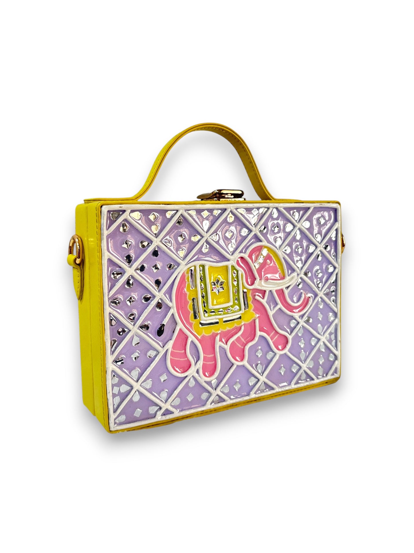 Pastel Elephant Rectangle Lippan Art Box Bag