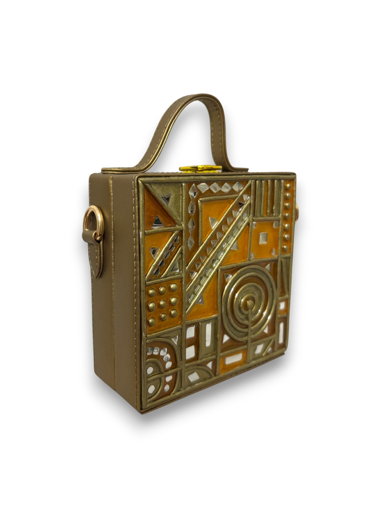 Mini Party Lippan Art Handcrafted Square Box Bag