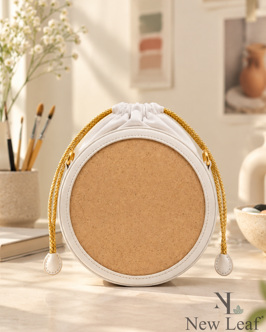 New Leaf White Circle Potli Sling – Plain Handcrafted Bag