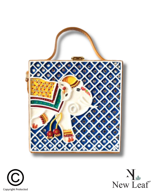 Elephant Lippan Art Box Sling Bag