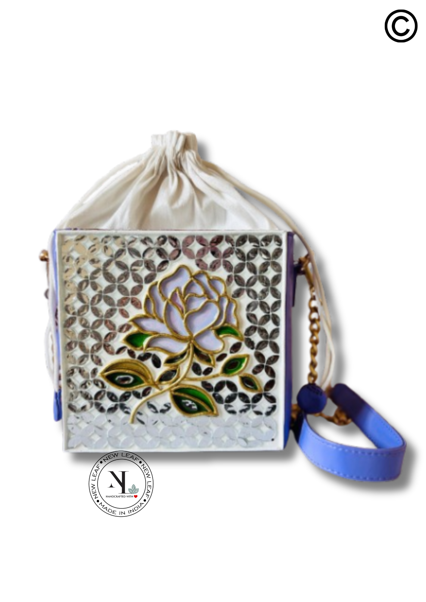 Lilac Rosee Lippan Art Medium Potli Handcrafted Sling Bag