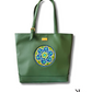 Green Hand Painted Blue Pottery Tote Bag