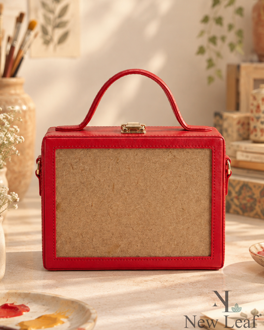 New Leaf Red Rectangle Box Sling – Plain Handcrafted Bag